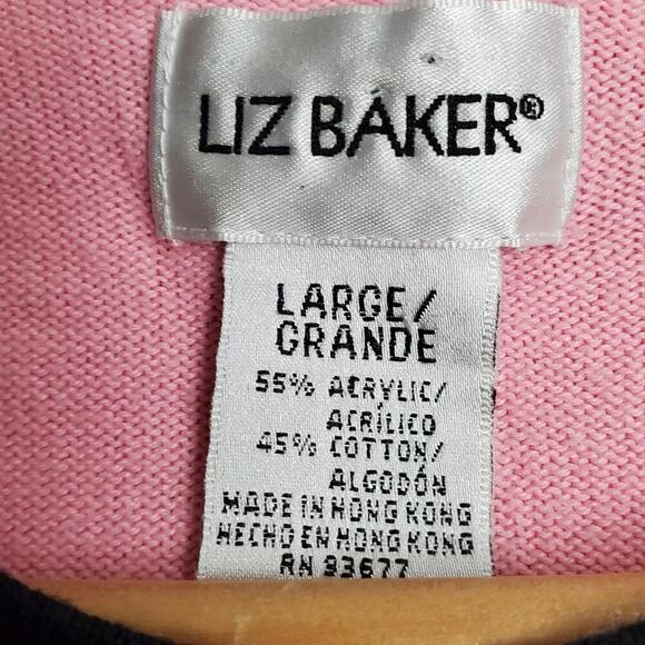 Vintage Liz Baker Cardigan Womens Size Large Pink Y2K Preppy Academia Coquette - Picture 6 of 8